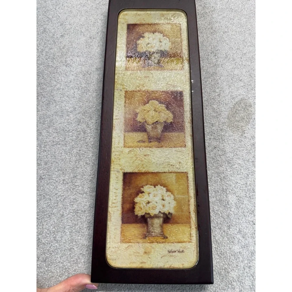 Decorative Wooden Wall Plaque Cutting Board Floral Still Life Kitchen Decor 19